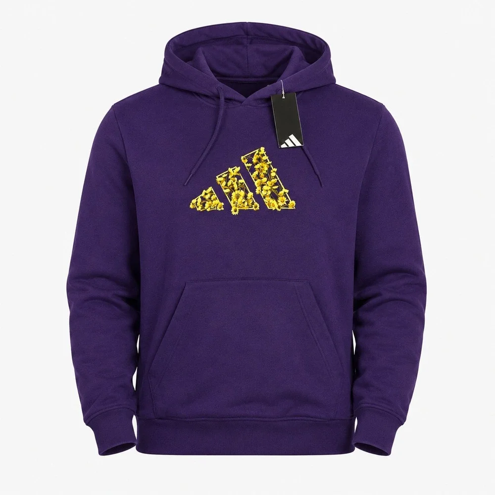 Adidas Trefoil Floral Logo Hoodie Womens XXL Aurora Plum Purple Pullover Fleece